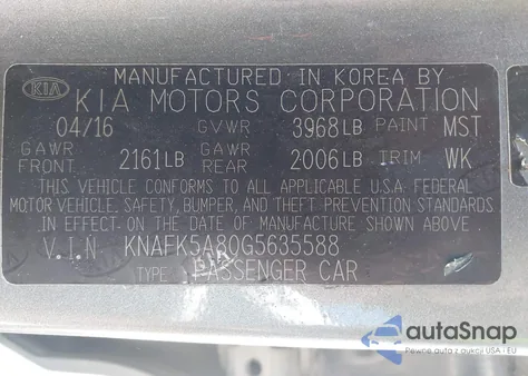 2016 Kia Forte Lx from USA, damaged, VIN KNAFK5A80G5635588